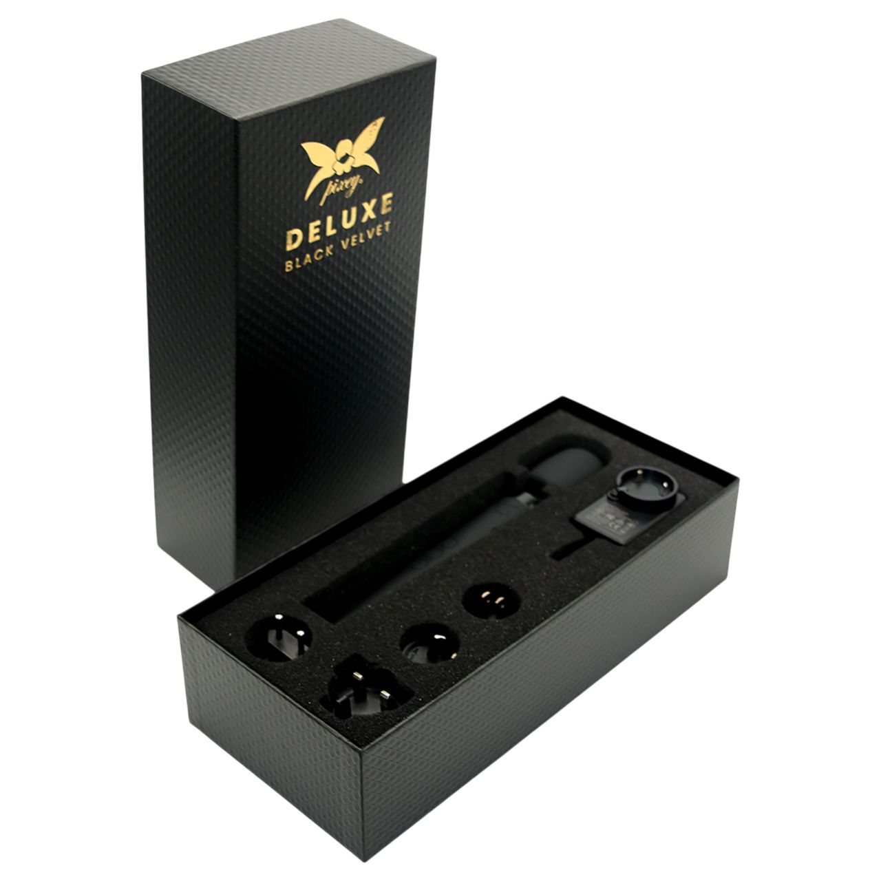 Pixey Deluxe Black Velvet - wand vibrátor M (fekete)