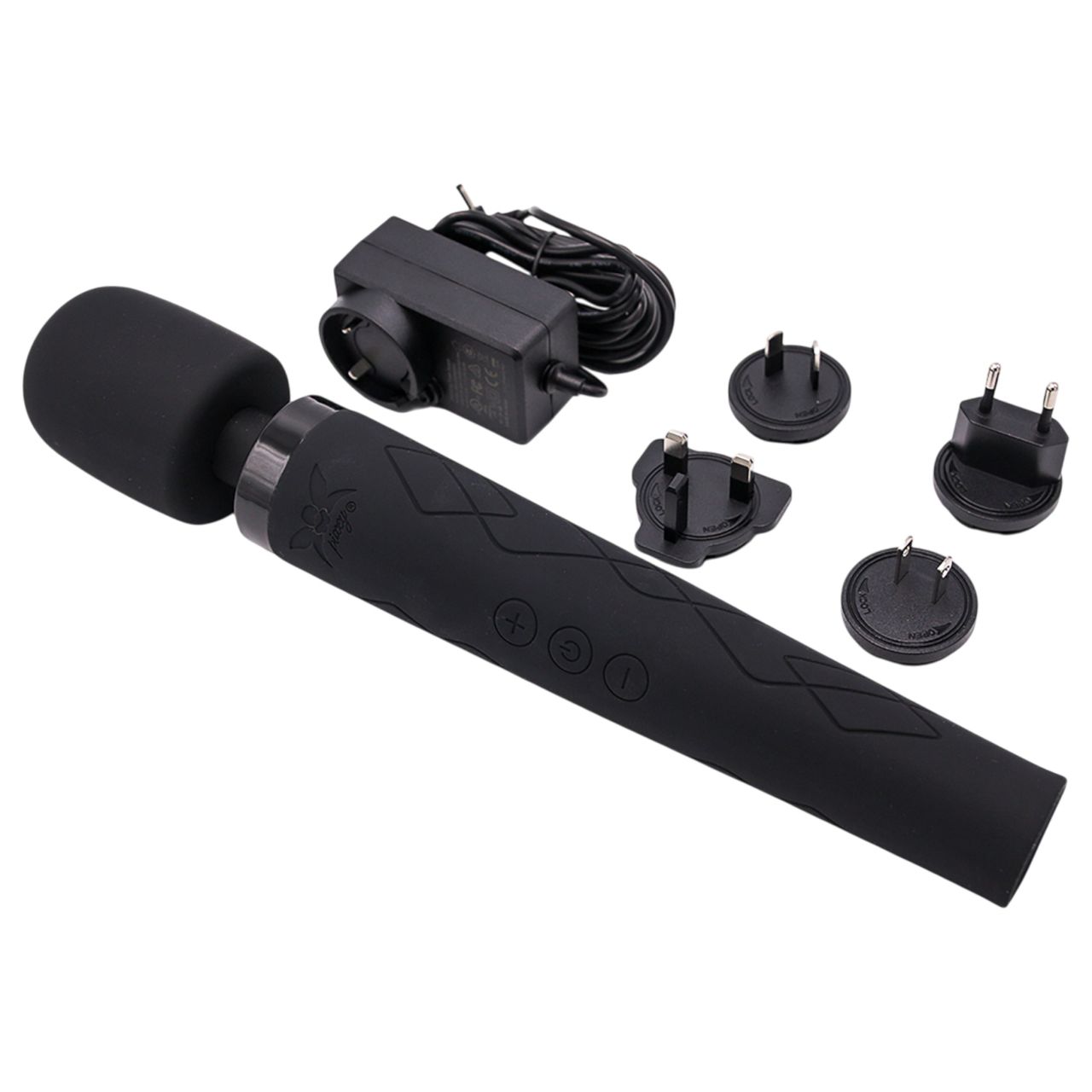 Pixey Deluxe Black Velvet - wand vibrátor M (fekete)