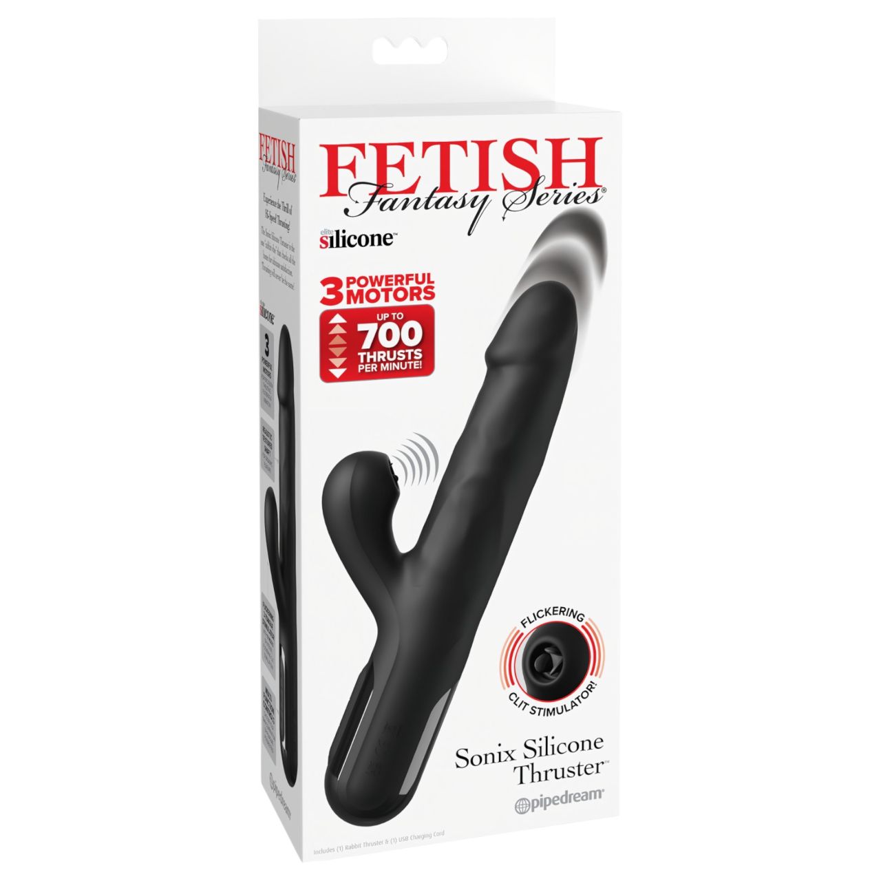 Fetish - 3 motoros lökő vibrátor (fekete)