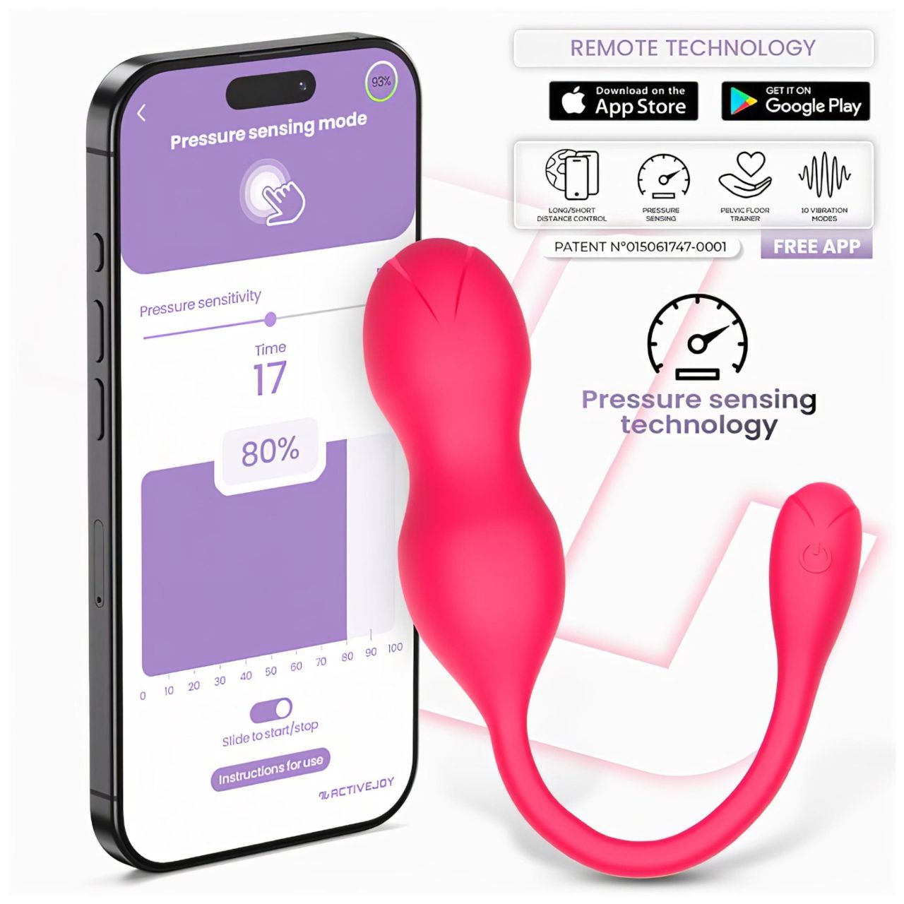 INTOYOU Kyra Pelvic – App-vezérelt vibrációs gésagolyó (pink)