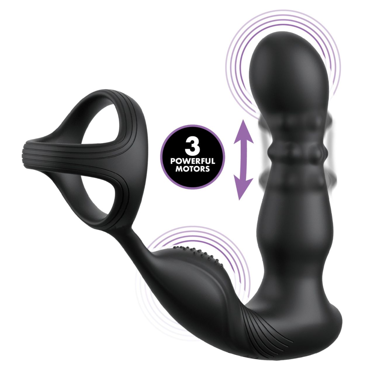 Pipedream Anal Fantasy Ass-Gasm - forgó fejes anál vibrátor péniszgyűrűvel (fekete)