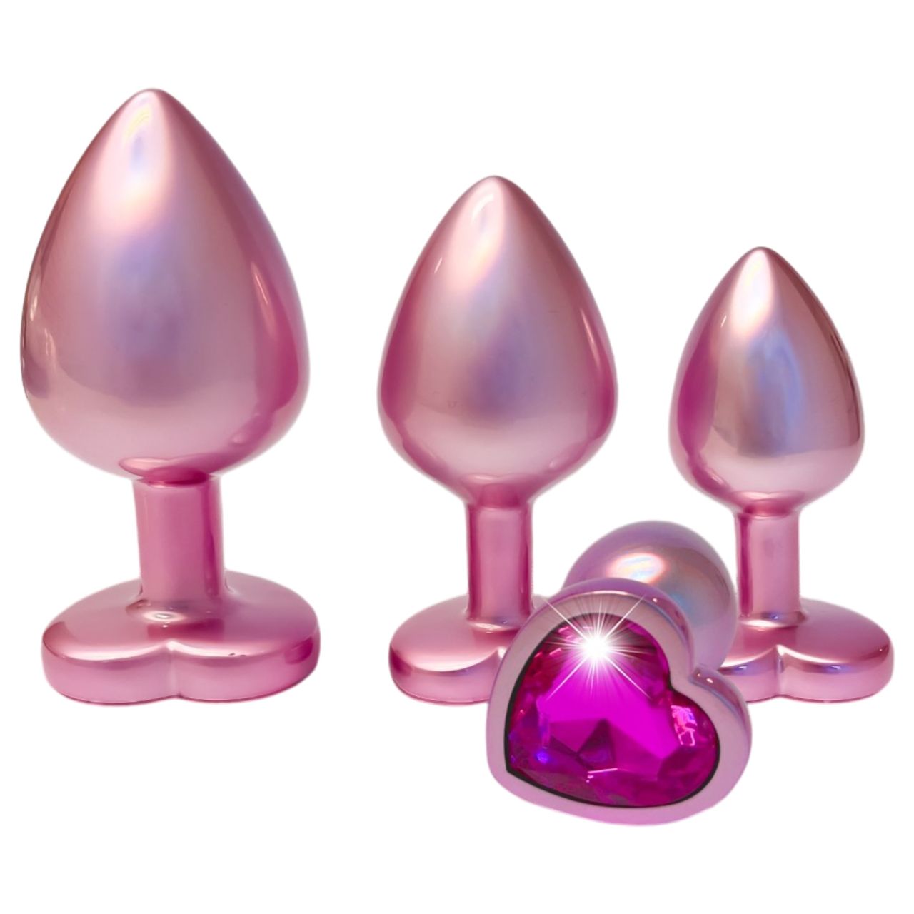 Dreamtoys Gleaming Love - szíves anál plug szett (rózsaszín)