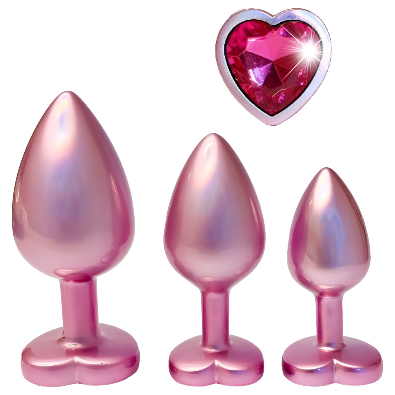 Dreamtoys Gleaming Love - szíves anál plug szett (rózsaszín)