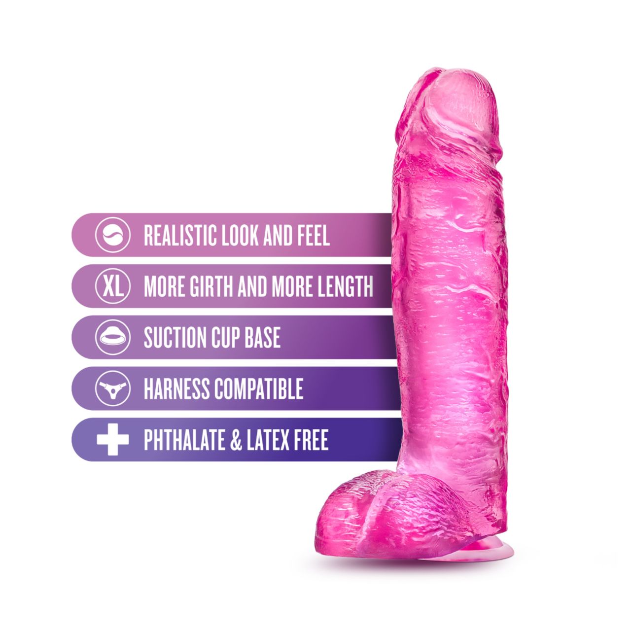Blush B Yours Plus - realisztikus dildó (rózsaszín)