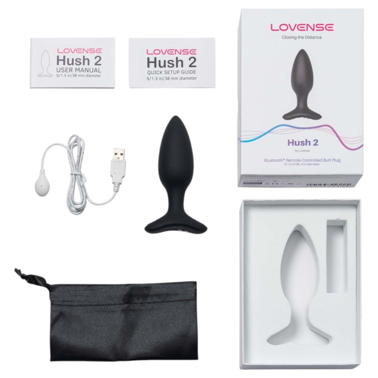 Lovense Hush 2 S - App-vezérelt análvibrátor (38 mm, fekete)