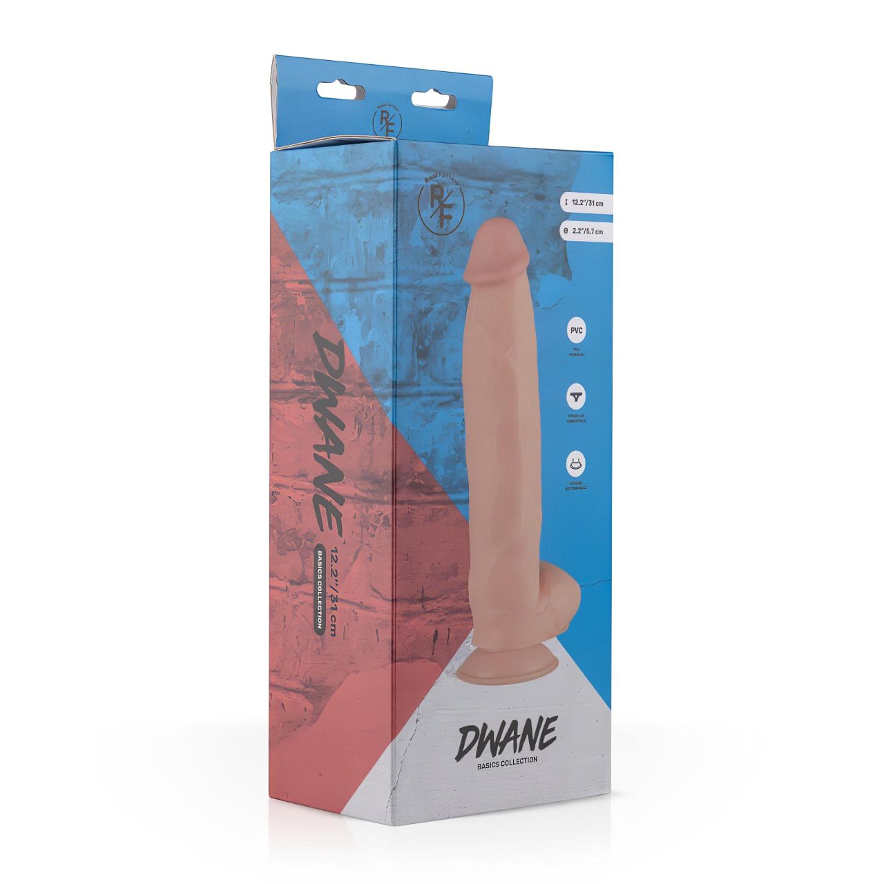 Real Fantasy Dwane - herés élethű dildó - 31 cm (testszínű)