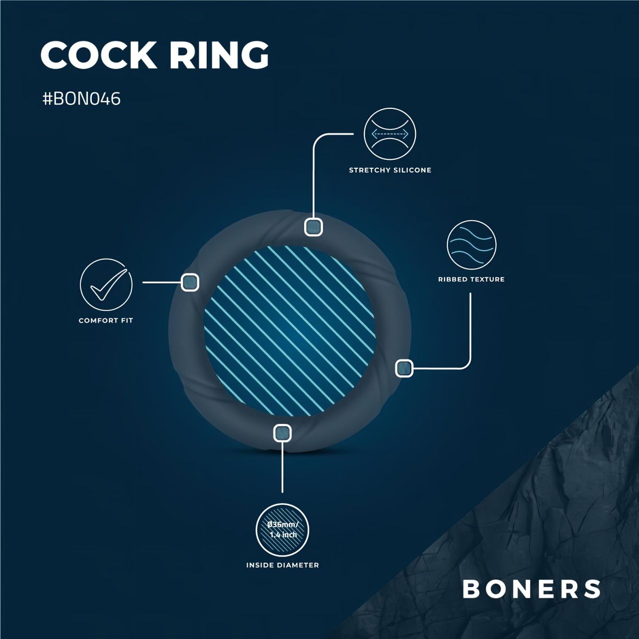Boners Ergo - szilikon péniszgyűrű (szürke) Boners Ergo - szilikon péniszgyűrű (szürke)