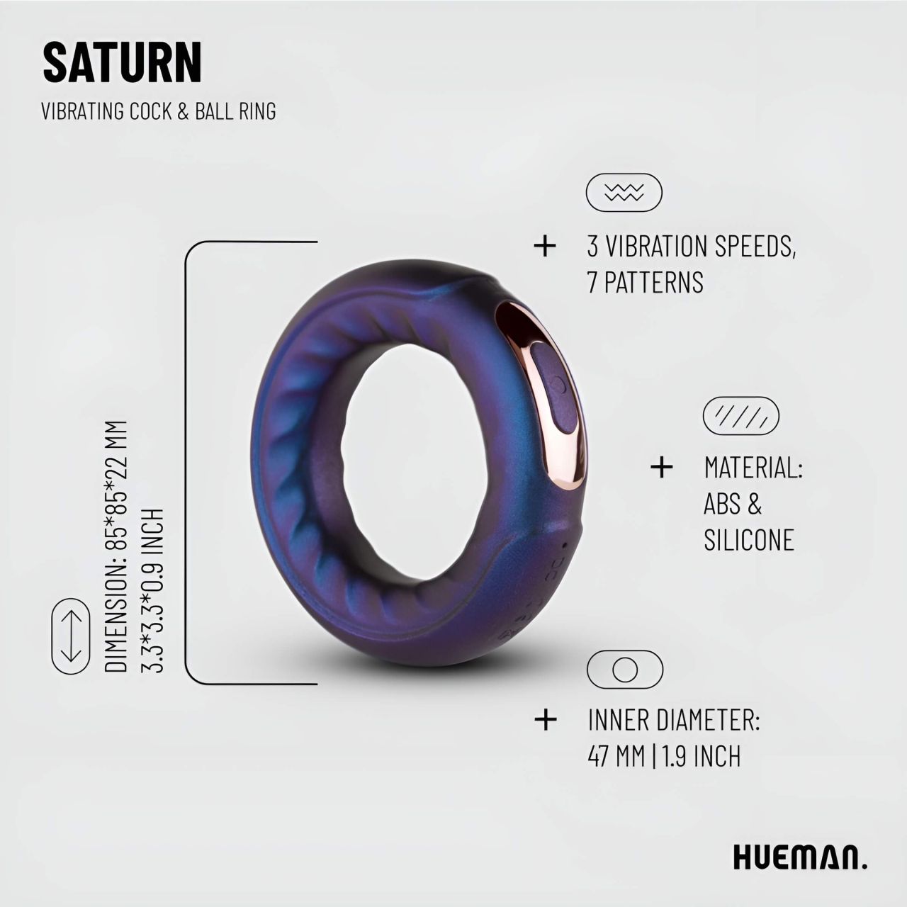 Hueman Saturn - akkus, vízálló vibrációs péniszgyűrű (lila) Hueman Saturn - akkus, vízálló vibrációs péniszgyűrű (lila)