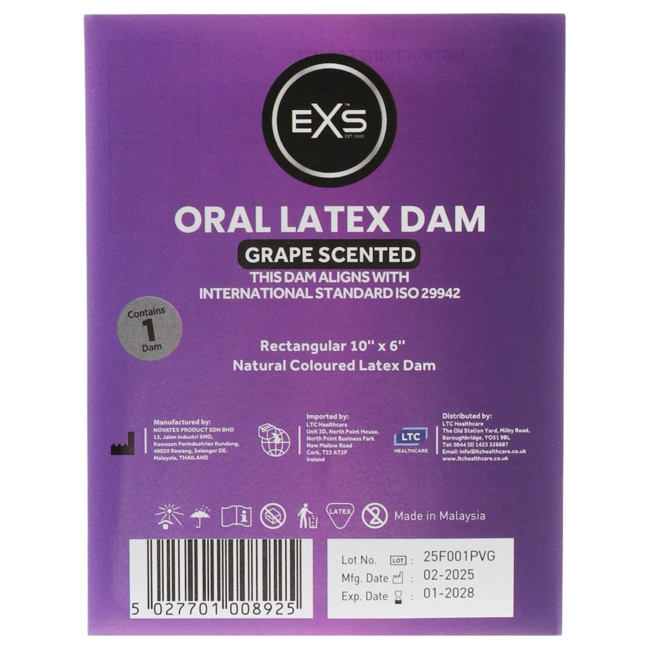 EXS szőlős nyalókendő - latex óvókendő (1 db) EXS szőlős nyalókendő - latex óvókendő (1 db)