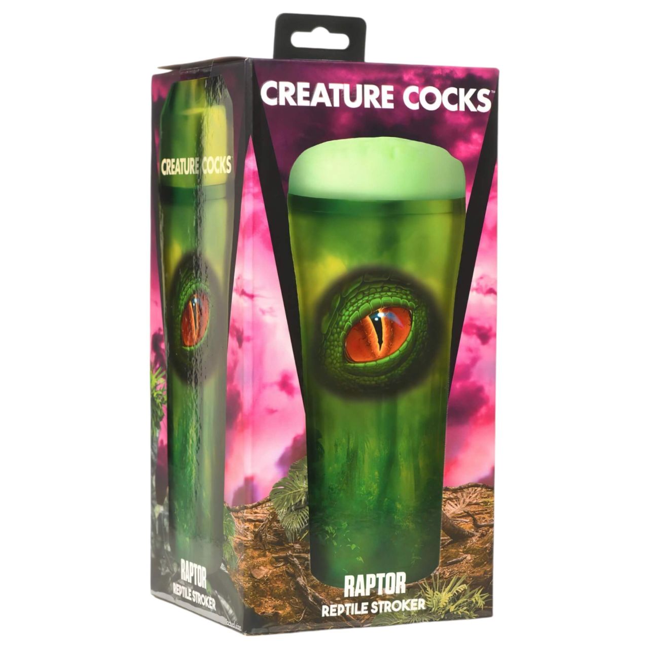 / Creature Cocks Raptor - hüllő műpunci tokban (fekete-zöld)