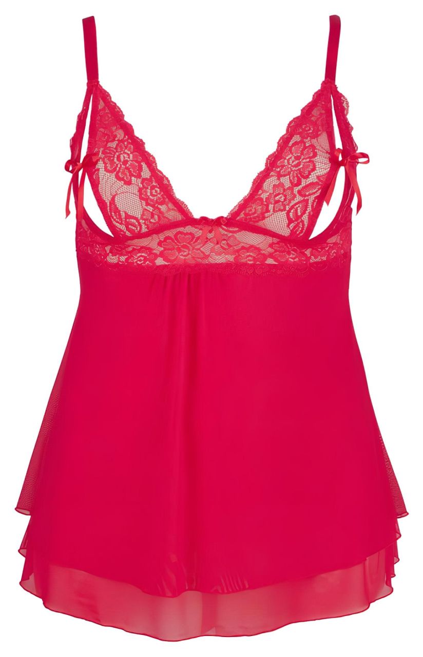 Cottelli Plus Size - csipkés, lenge babydoll (piros) Cottelli Plus Size - csipkés, lenge babydoll (piros)