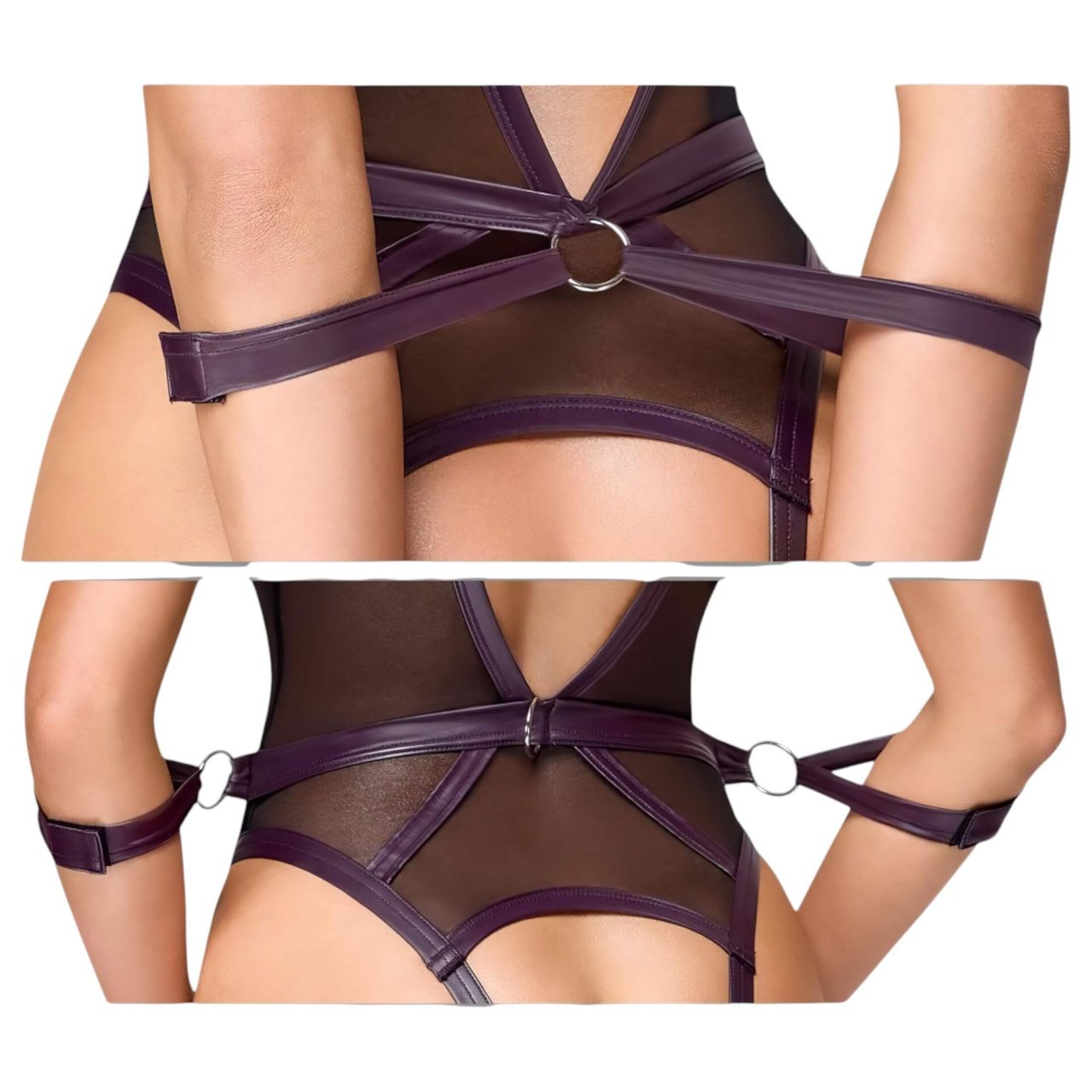 Cottelli Bondage - nyitott body és kar bilincs (fekete)