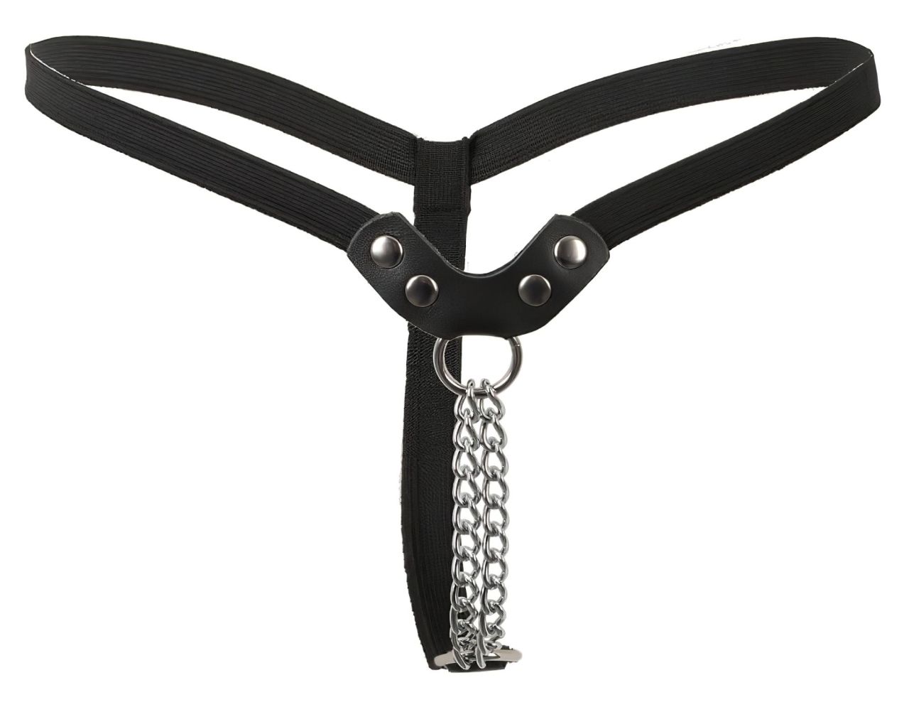 Fetish - szegecses, láncos, fekete tanga (S-L)