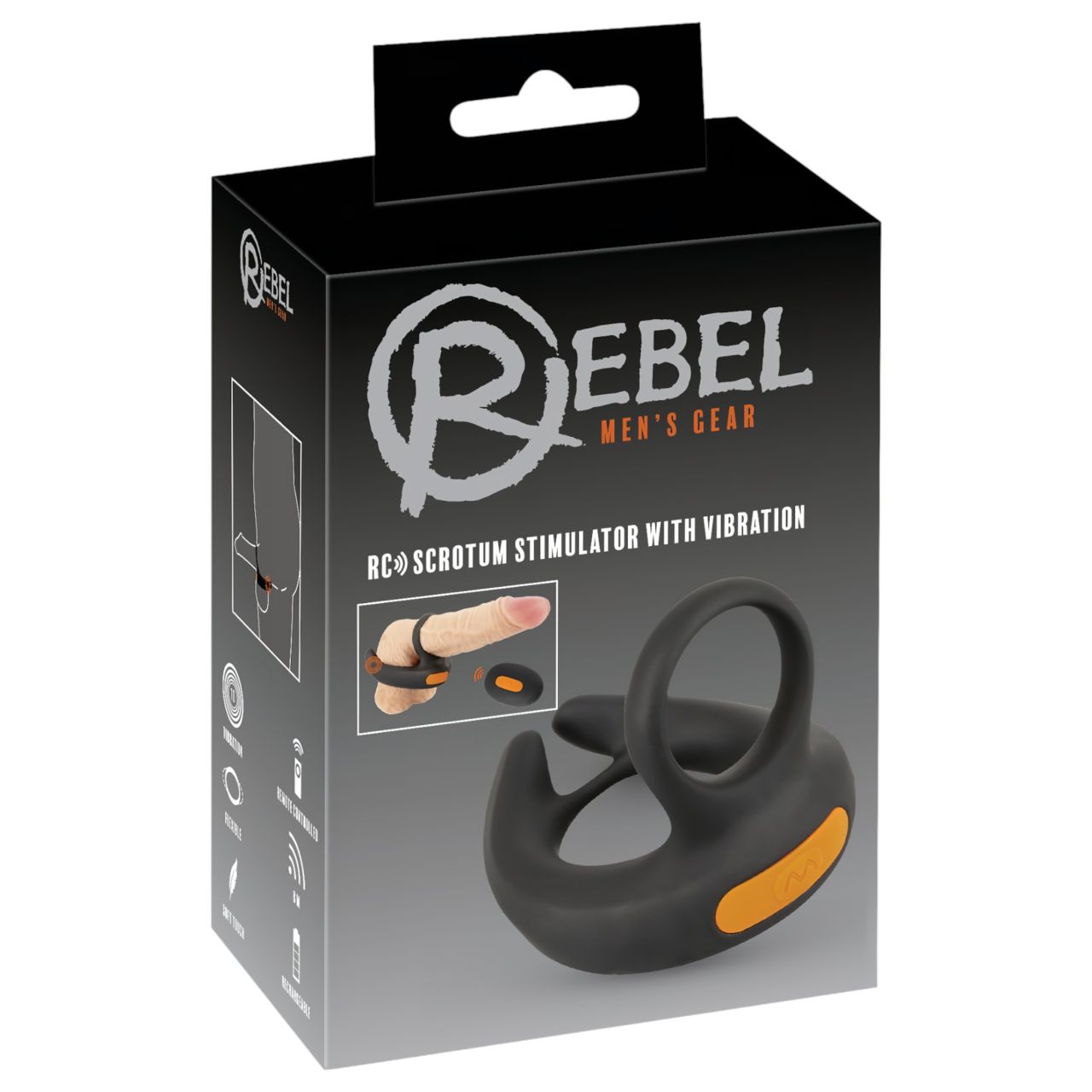 Rebel - rezgő péniszgyűrű és here vibrátor (fekete)