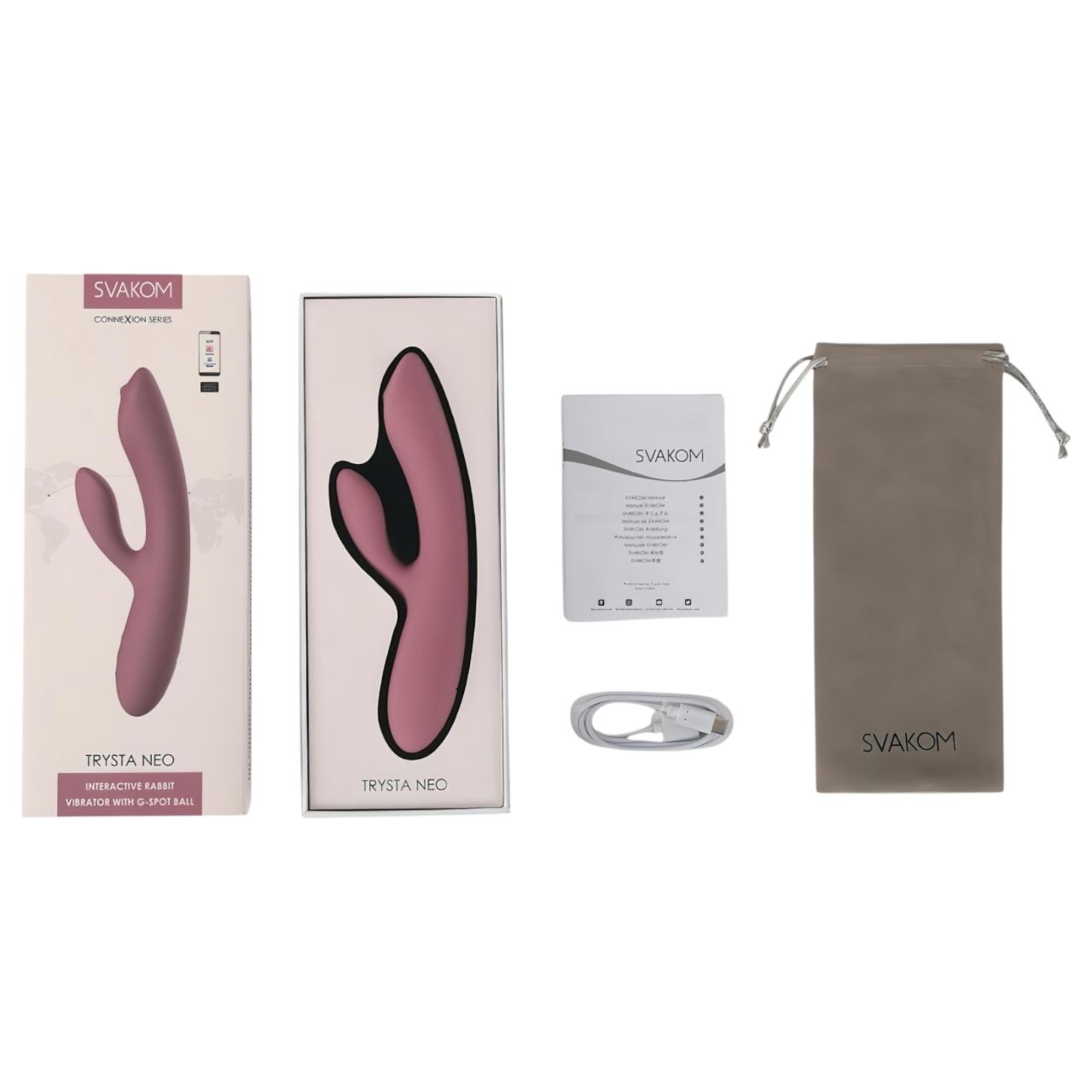 Svakom Trysta Neo - mozgógolyós nyuszis csiklókaros vibrátor (pink)