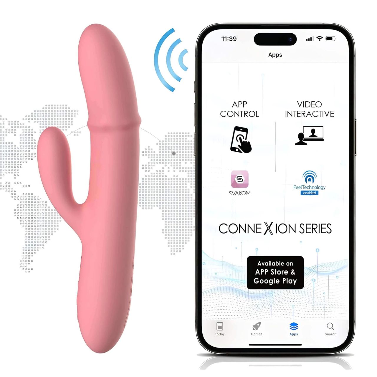 Svakom Mora Neo - app-vezérelt nyuszis csiklókaros vibrátor (pink)