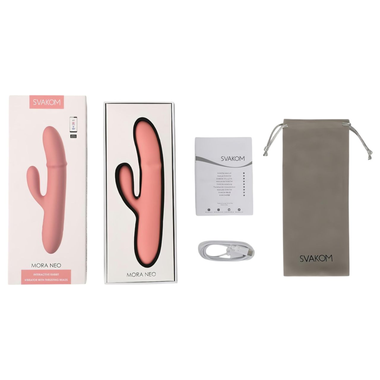 Svakom Mora Neo - app-vezérelt nyuszis csiklókaros vibrátor (pink)
