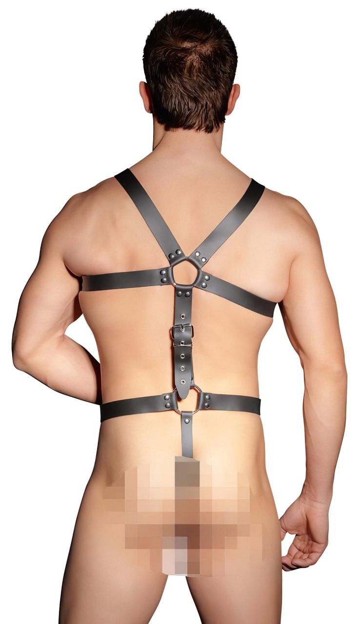 ZADO - bőr férfi testhám body (fekete, S-L)