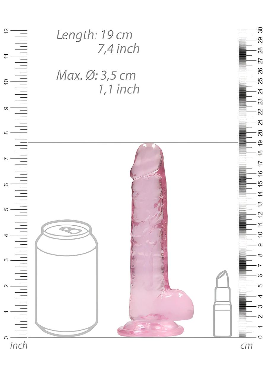 RealRock - átlátszó élethű dildó (pink, 17 cm)
