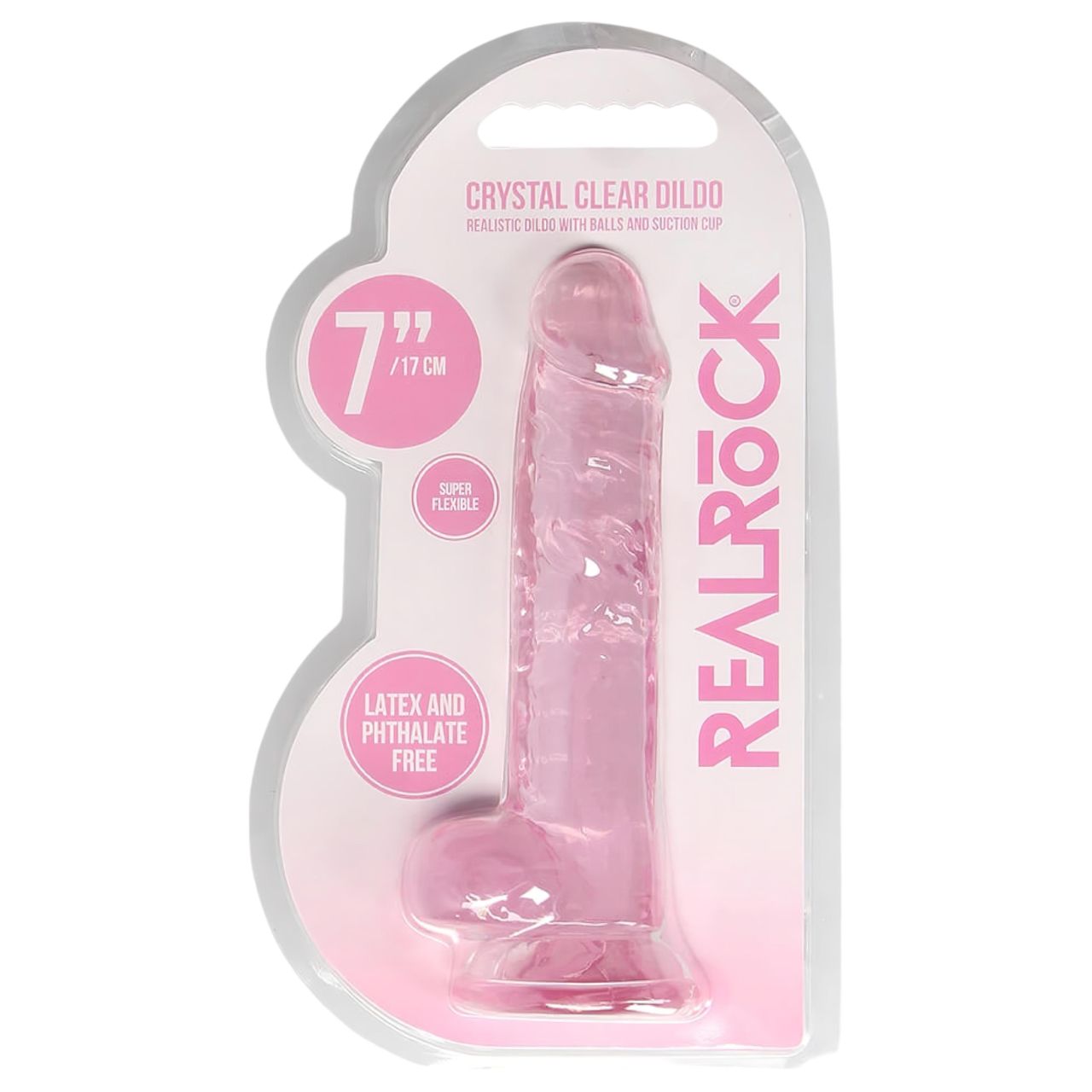 RealRock - átlátszó élethű dildó (pink, 17 cm)