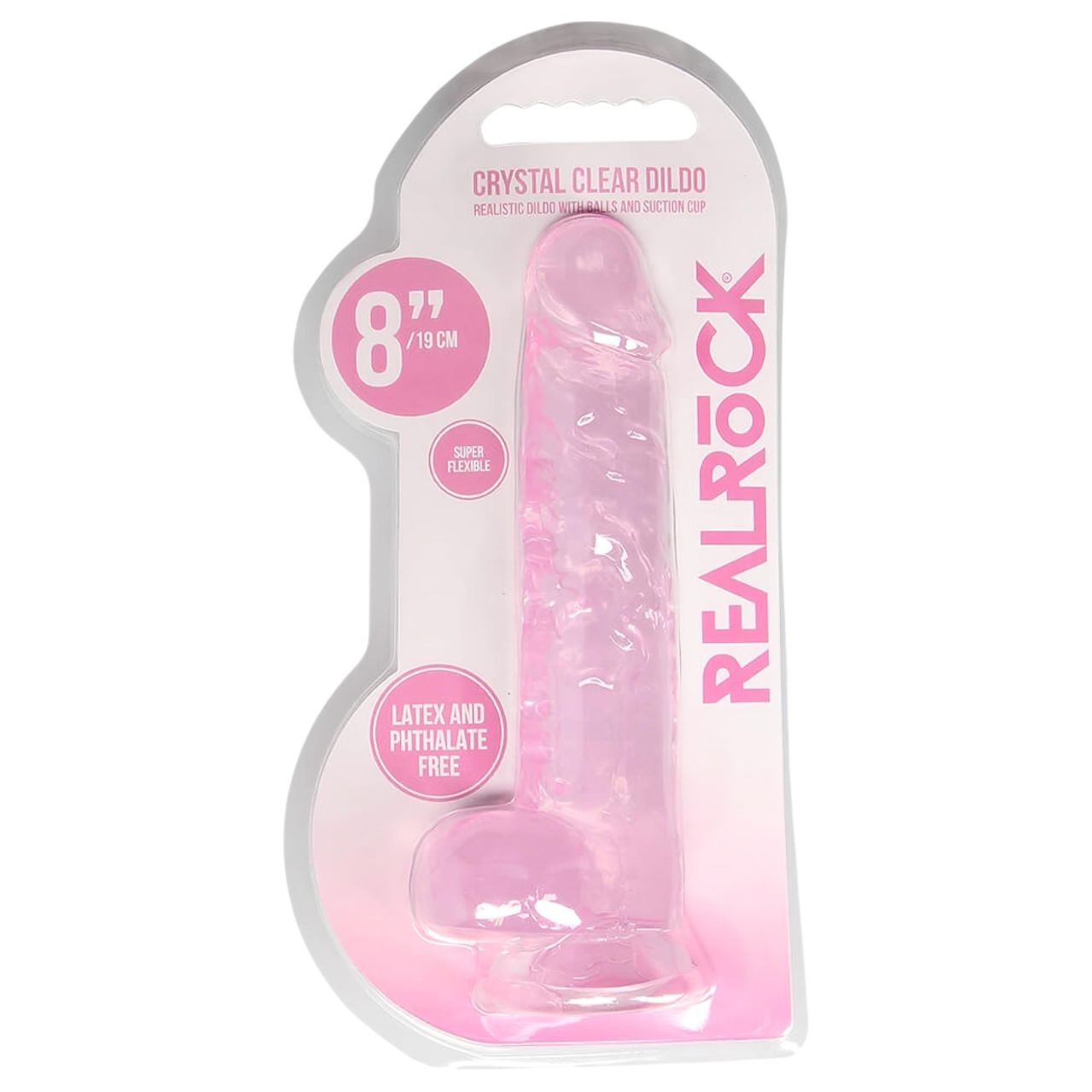 RealRock - átlátszó élethű dildó (pink, 19 cm)