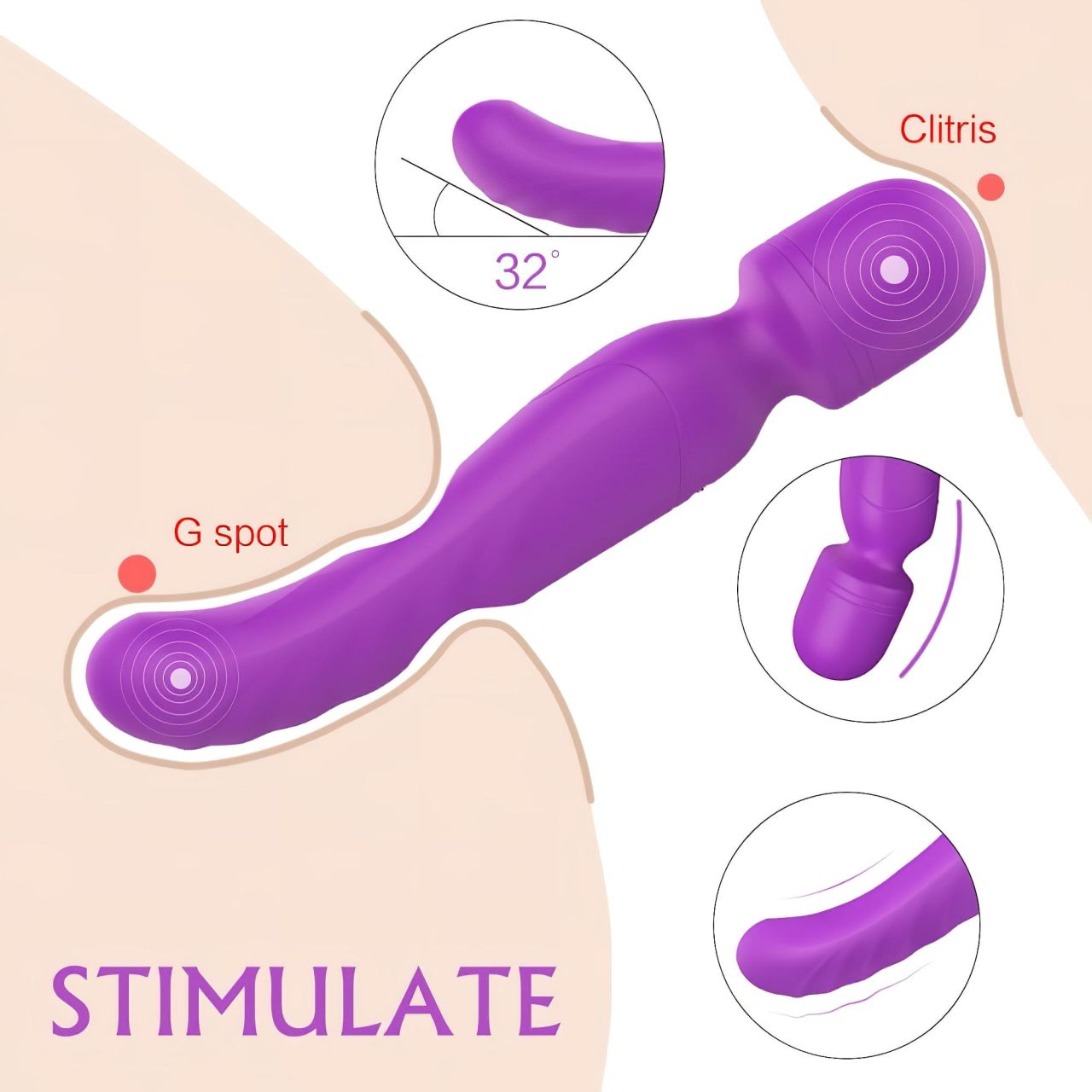 Sex HD Iris - 2 motoros melegítő masszírozó vibrátor (lila)