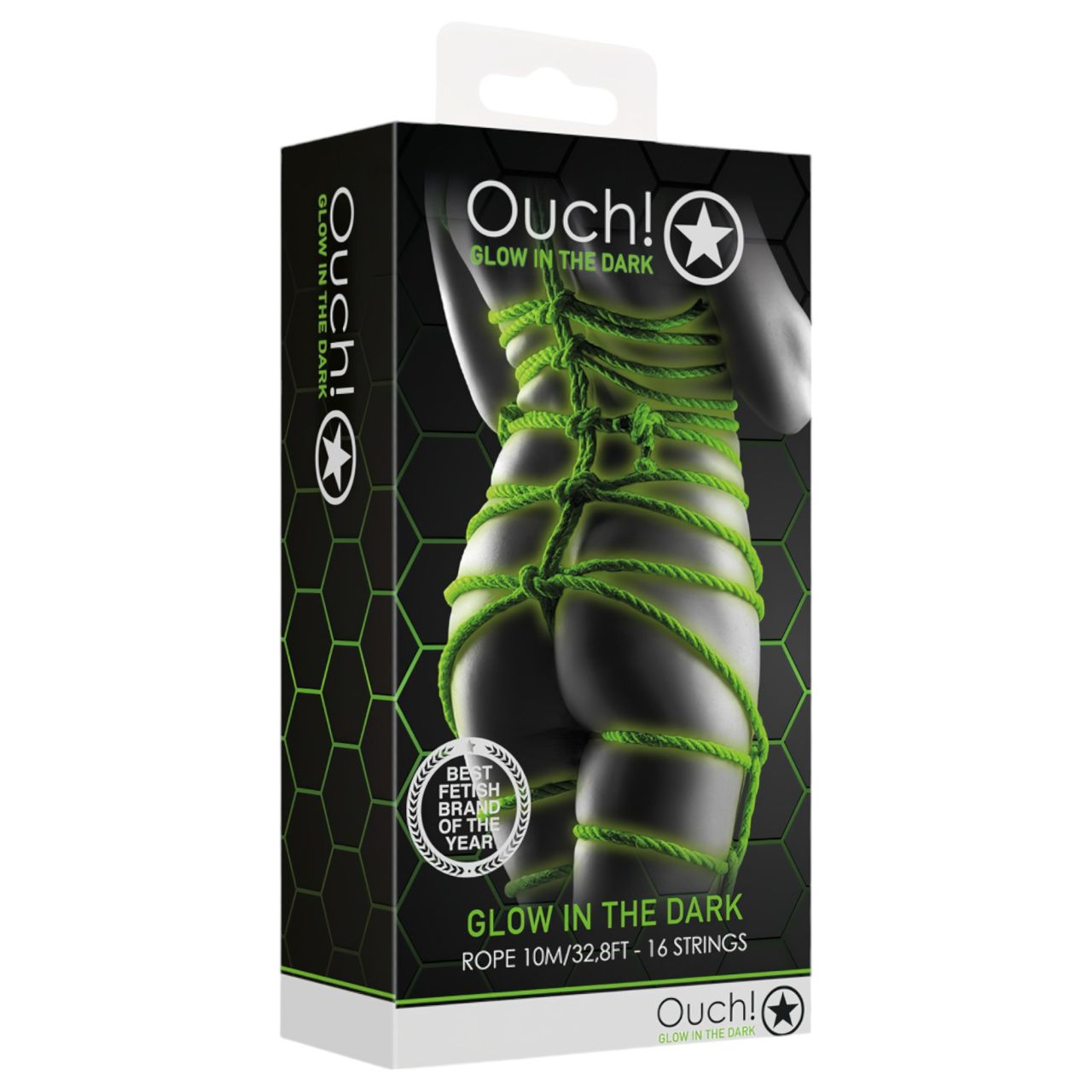 Ouch! - sötétben világító bondage kötél (5 m, zöld) Ouch! - sötétben világító bondage kötél (5 m, zöld)