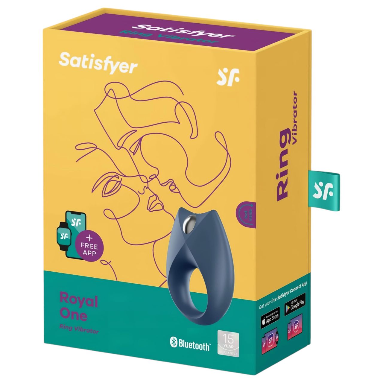 Satisfyer Royal One - App-vezérelt vibrációs péniszgyűrű, férfiaknak (kék)