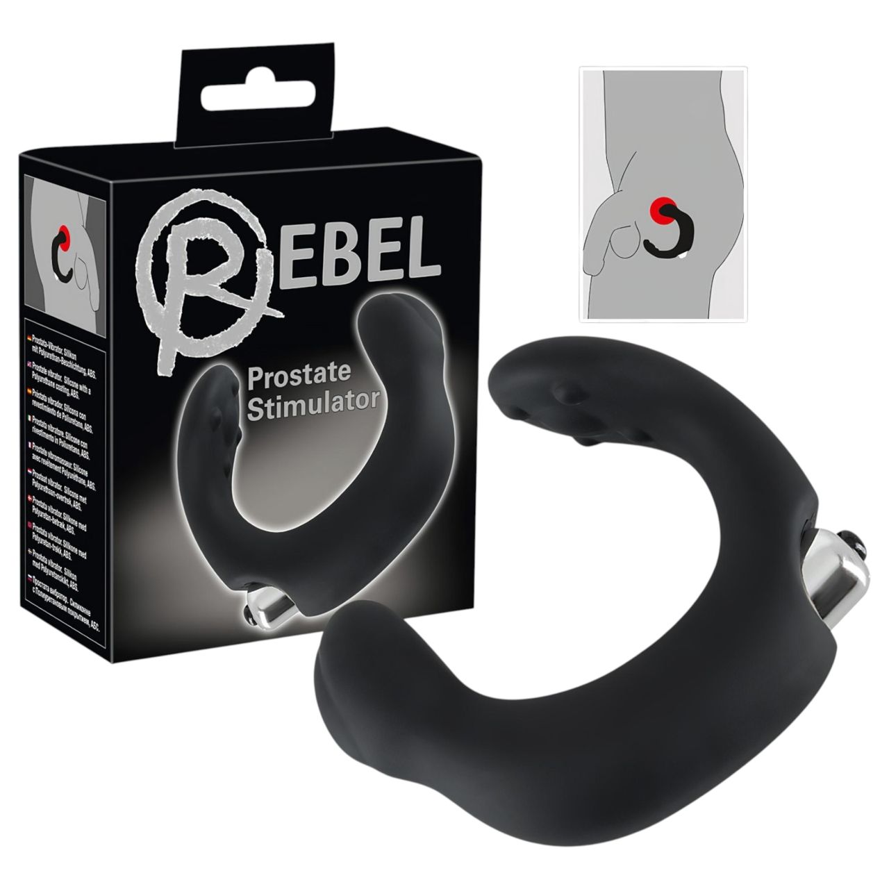 Rebel - íves prosztata vibrátor és masszírozó (fekete)