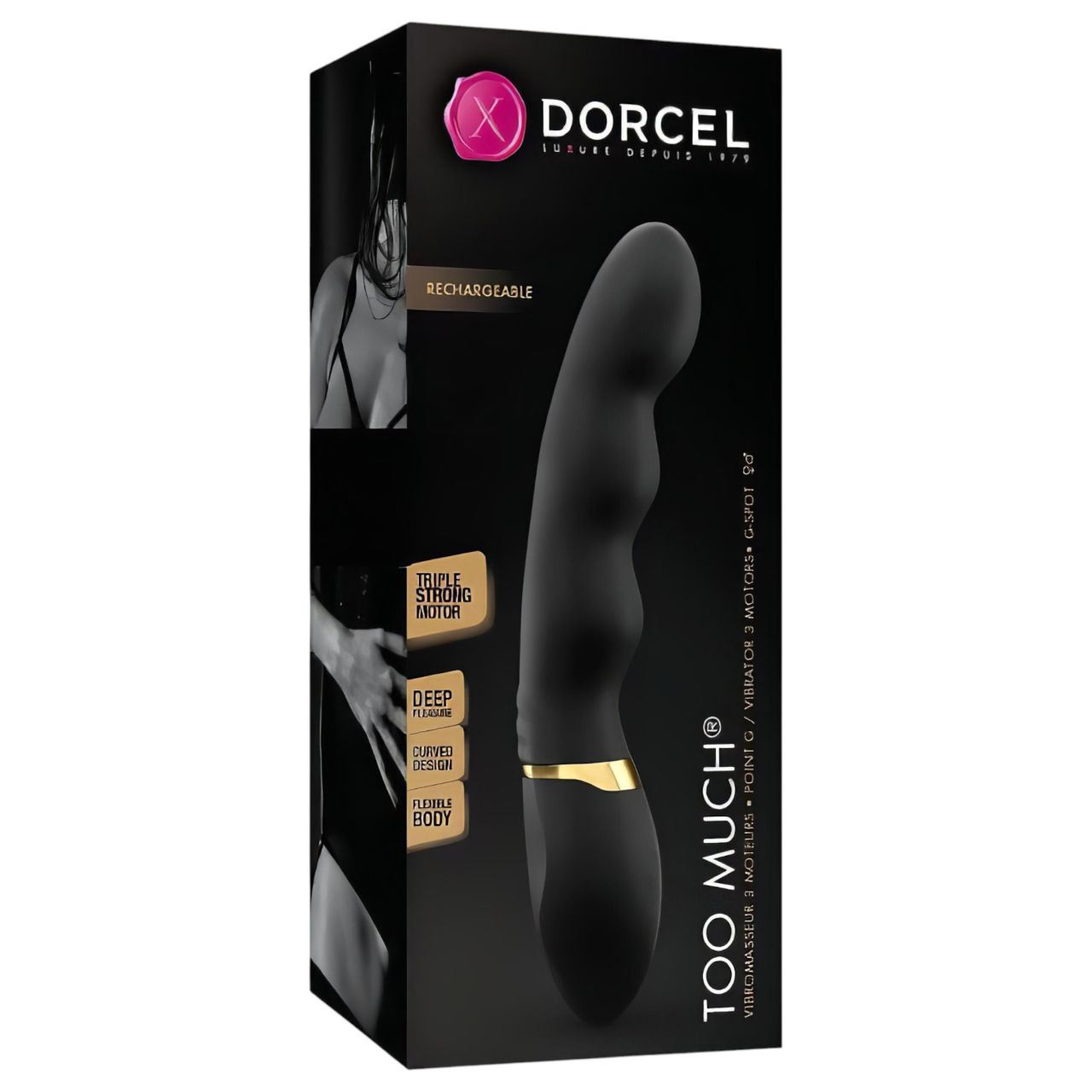 / Dorcel Too Much 2.0 - akkus, 3 motoros vibrátor (fekete-arany) / Dorcel Too Much 2.0 - akkus, 3 motoros vibrátor (fekete-arany)