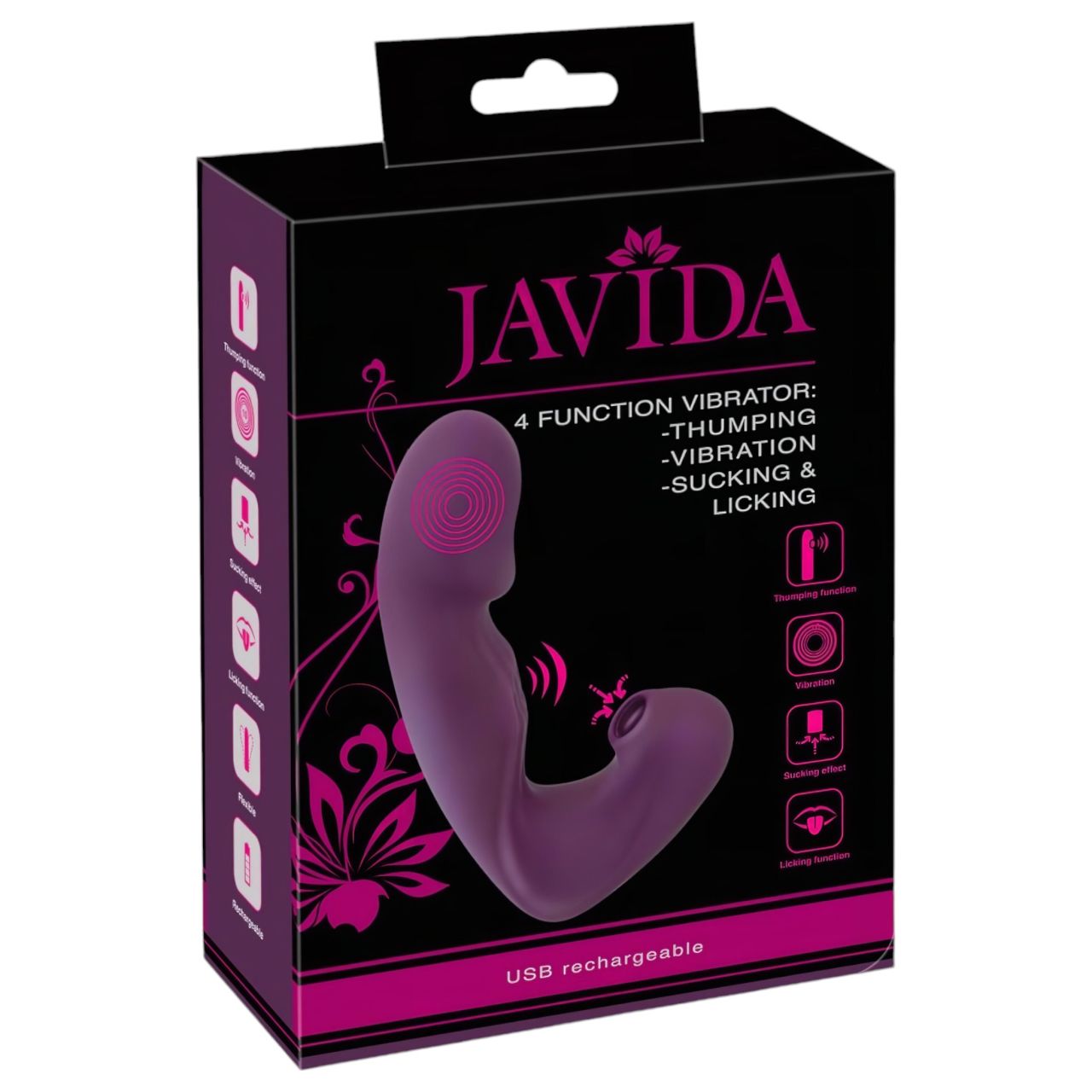 Javida - 4in1 nyelves csiklóizgató vibrátor (lila)