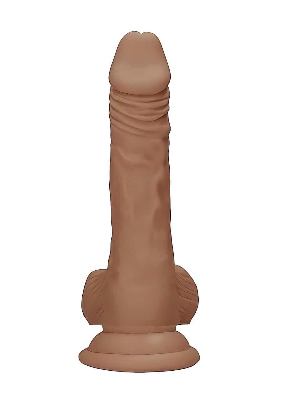 RealRock Dong 7 - élethű, herés dildó (17 cm) - sötét natúr