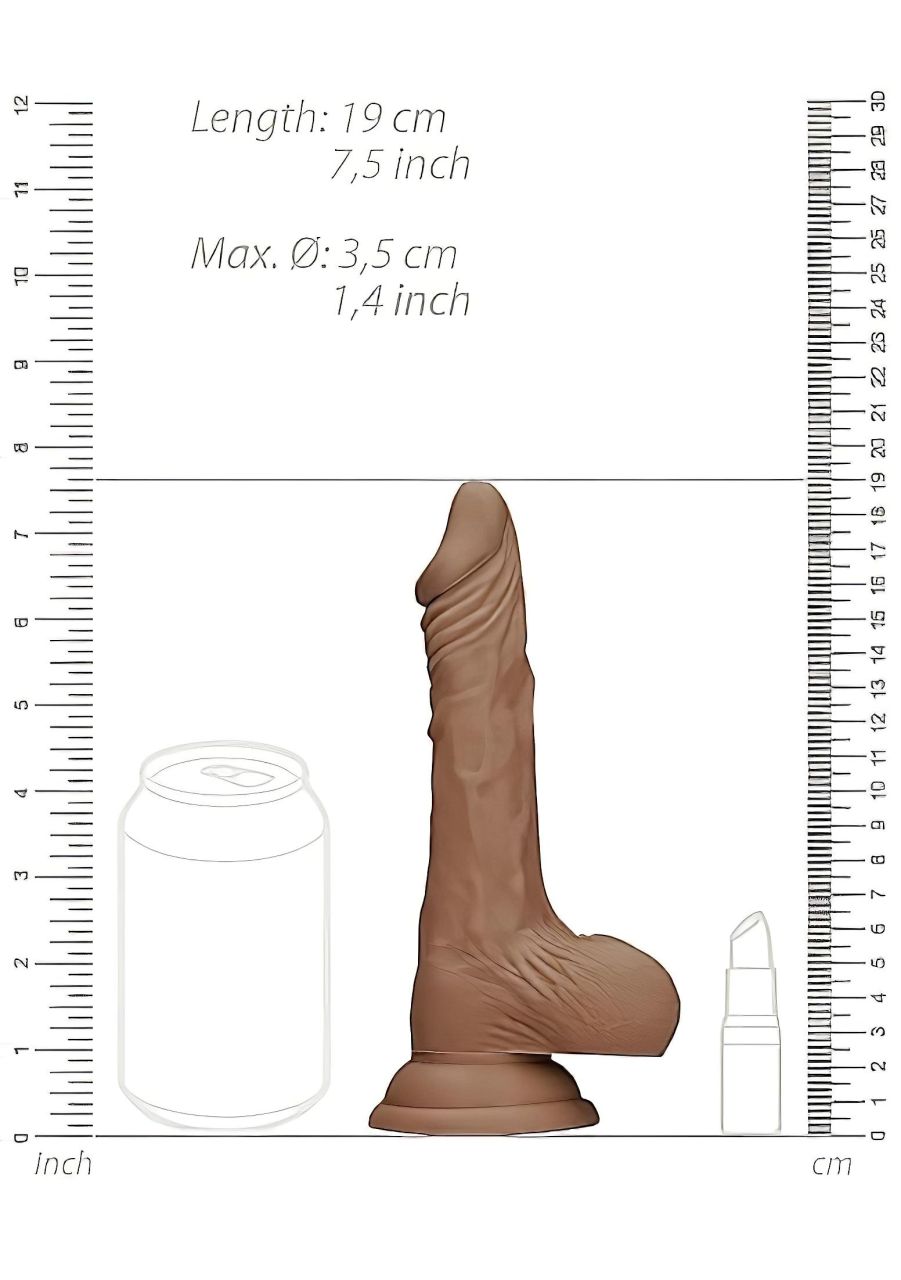 RealRock Dong 7 - élethű, herés dildó (17 cm) - sötét natúr