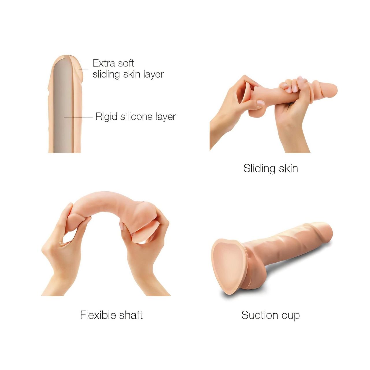 Strap-on-me S - kétrétegű, tapadókorongos dildó (testszínű) Strap-on-me S - kétrétegű, tapadókorongos dildó (testszínű)