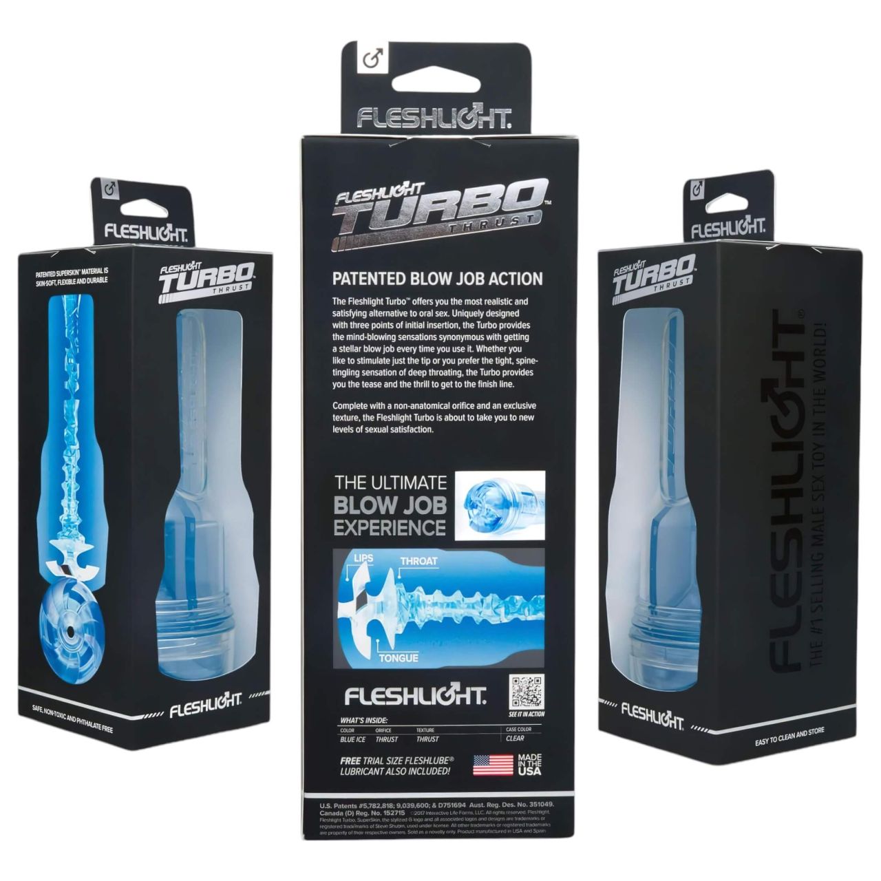 Fleshlight Turbo Thrust - élethű szívó maszturbátor (kék)