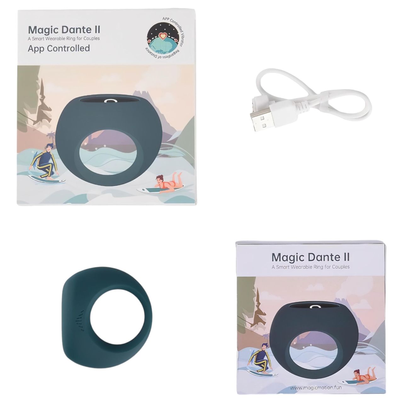 Magic Motion Dante II - App-vezérelt vibrációs péniszgyűrű (kék)