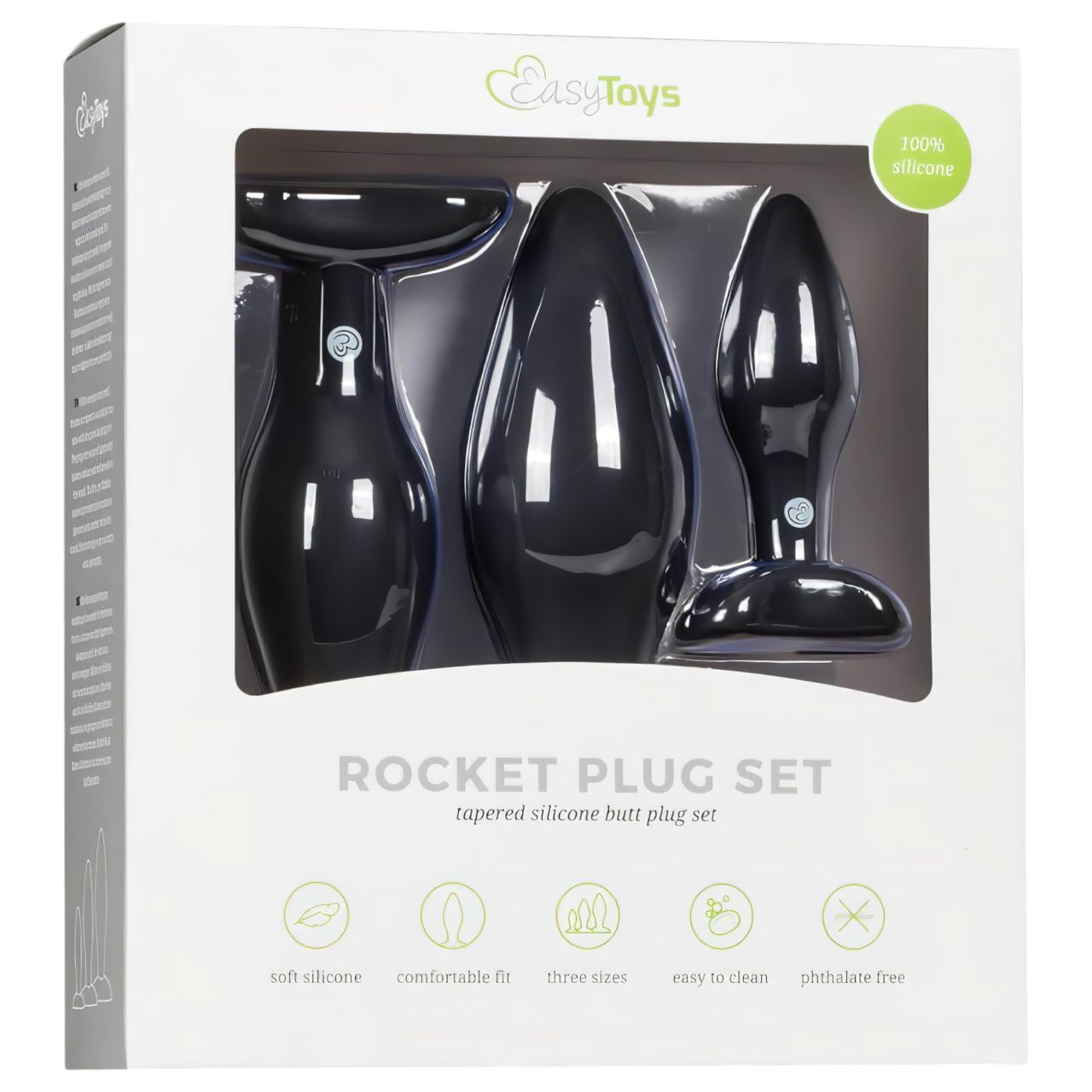 EasyToys Rocket - anál plug szett (fekete, 3 részes)