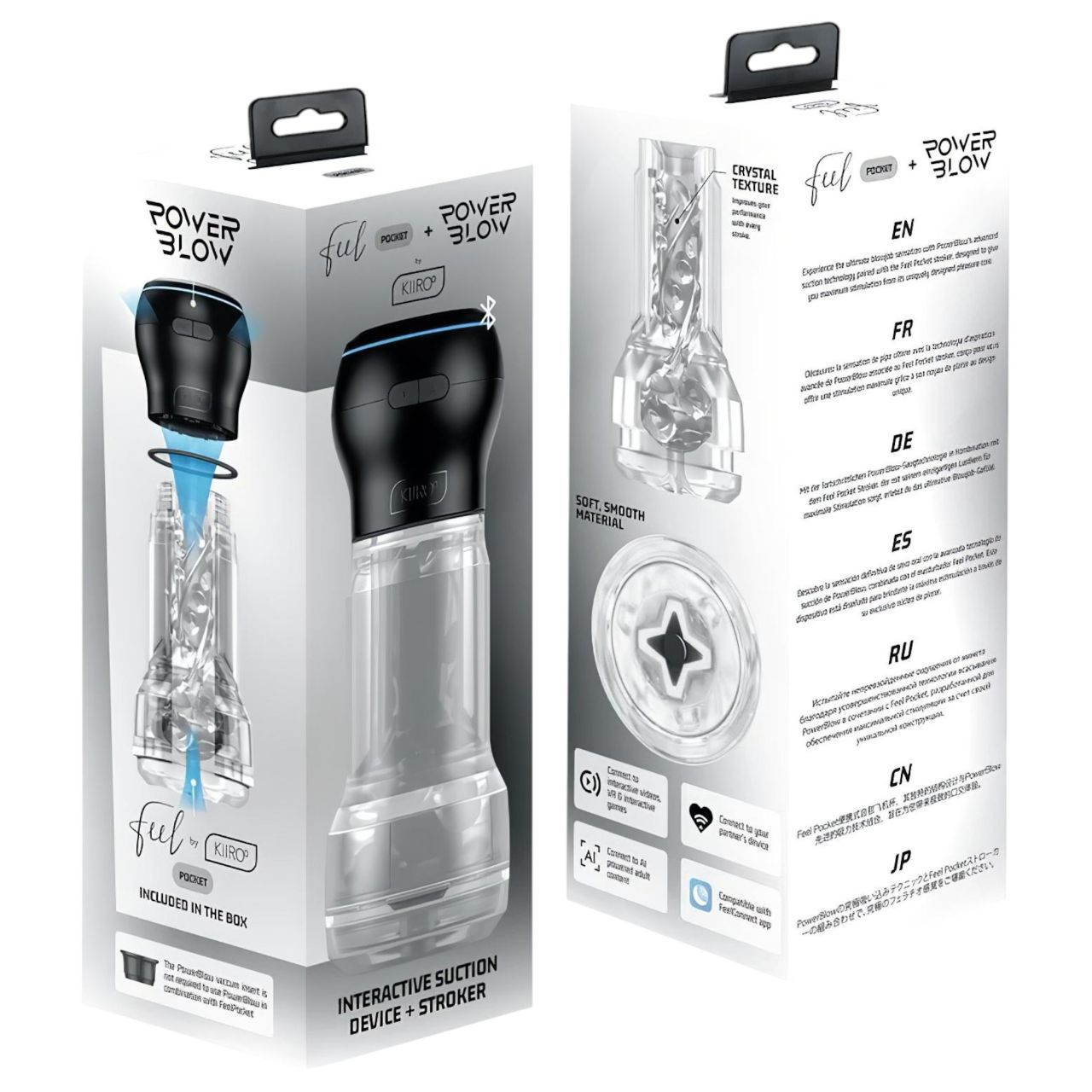 Kiiroo feel Pocket & PowerBlow - interaktív maszturbátor (átlátszó)