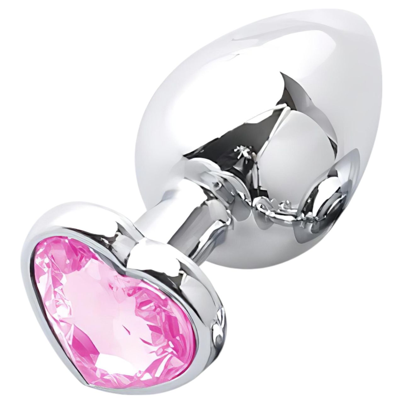Sunfo - fém anál plug szív alakú kővel (ezüst-pink) Sunfo - fém anál plug szív alakú kővel (ezüst-pink)