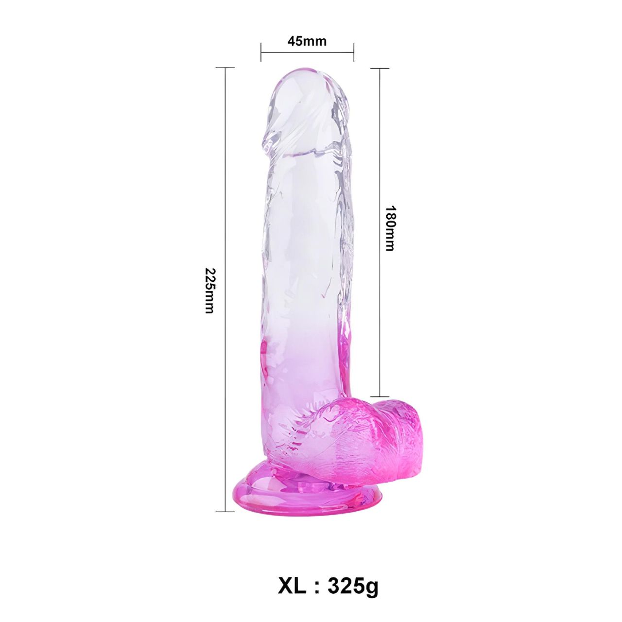 Sunfo - tapadókorongos, herés dildó - 22 cm (átlátszó-lila)