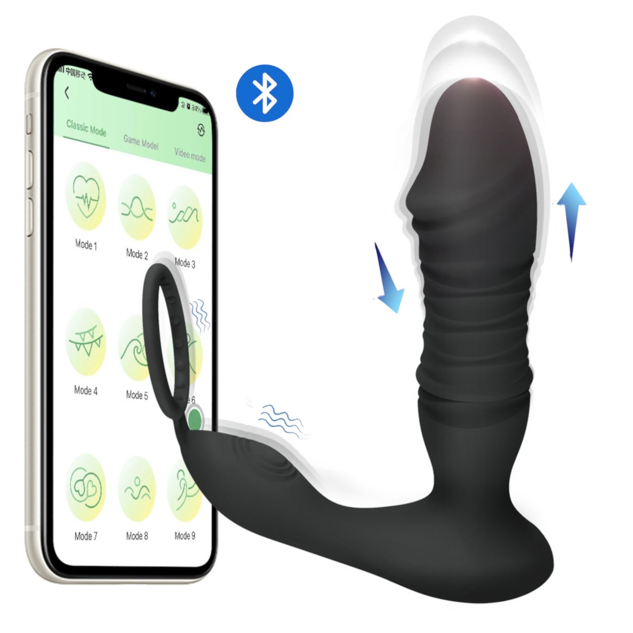 Men's Play - App-vezérelt lökő análvibrátor (fekete)