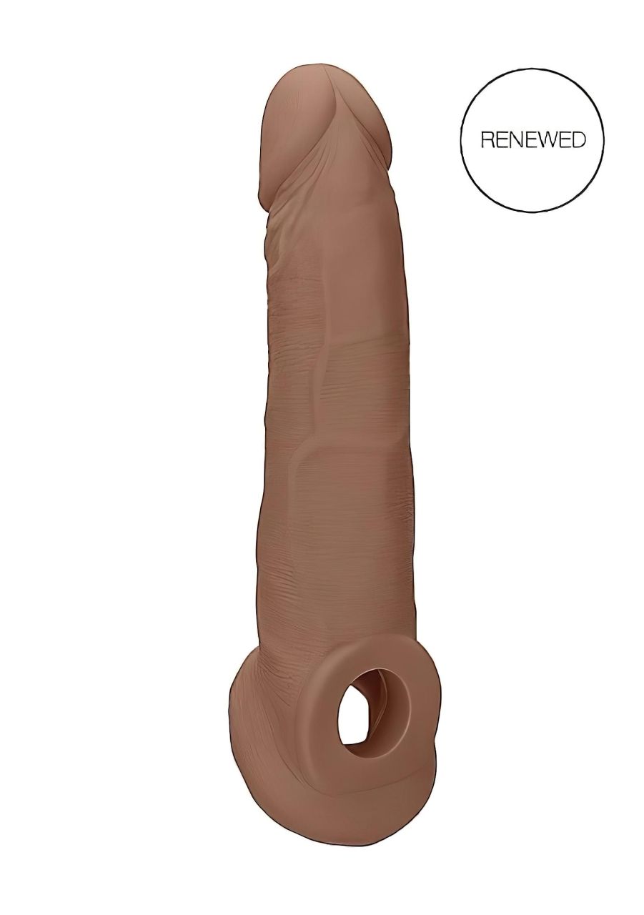 RealRock Penis Sleeve 9 - péniszköpeny (21,5 cm) - sötét natúr