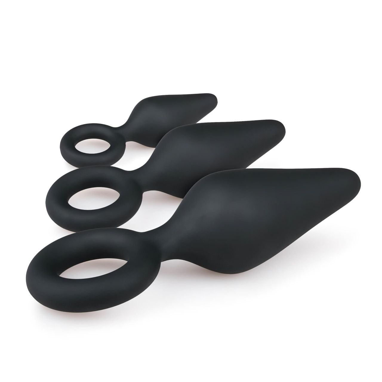 EasyToys - fekete gyűrűs anál plug szett kezdőknek (3 db)