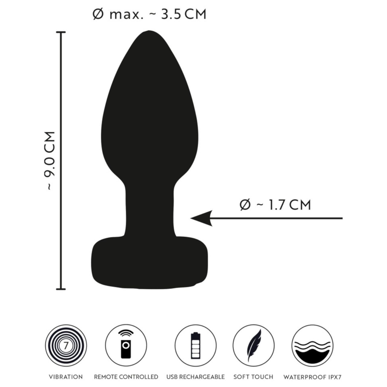 ANOS - világító, vibrációs anál plug (fekete) ANOS - világító, vibrációs anál plug (fekete)
