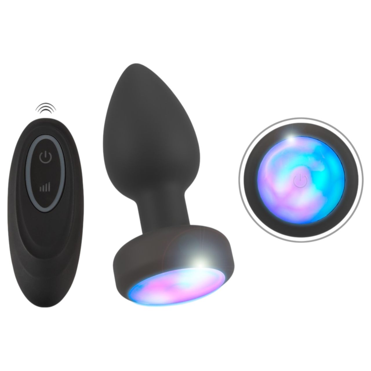 ANOS - világító, vibrációs anál plug (fekete) ANOS - világító, vibrációs anál plug (fekete)