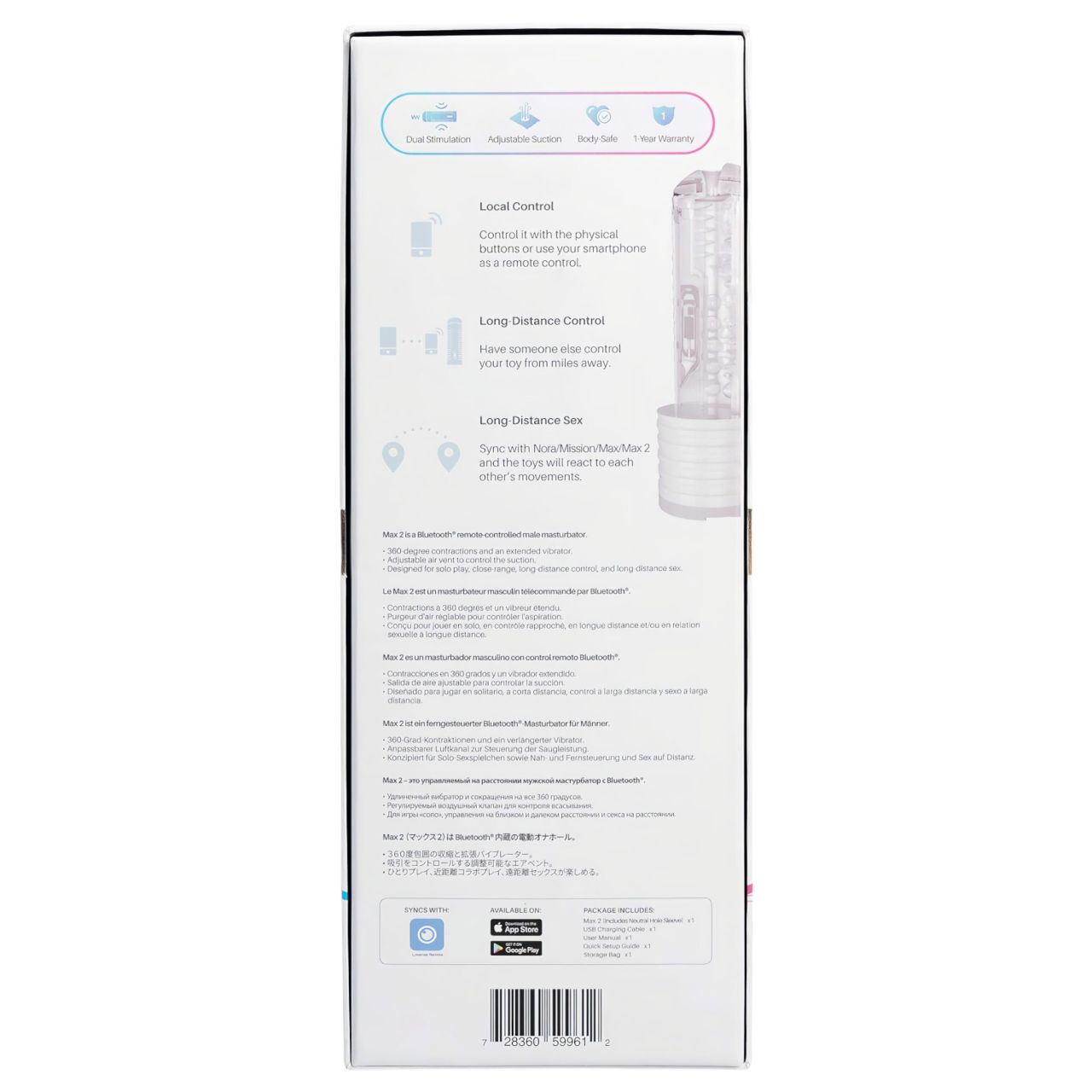 Lovense Max 2 - App-vezérelt maszturbátor, férfiaknak (fehér) Lovense Max 2 - App-vezérelt maszturbátor, férfiaknak (fehér)