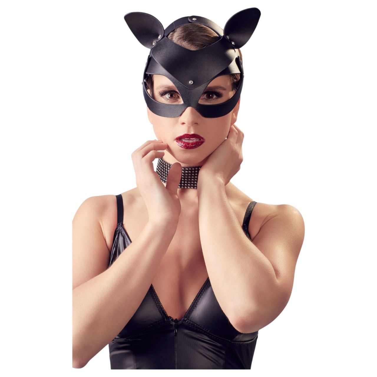Bad Kitty - műbőr, strasszos cicamaszk (fekete, S-L) Bad Kitty - műbőr, strasszos cicamaszk (fekete, S-L)