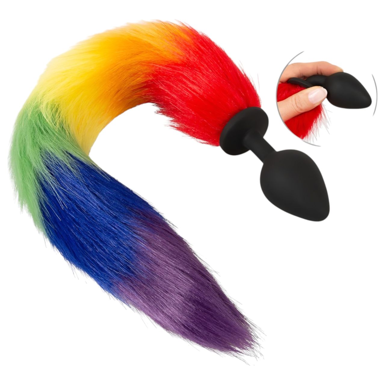 / You2Toys - szilikon anál plug és farok (szivárvány)