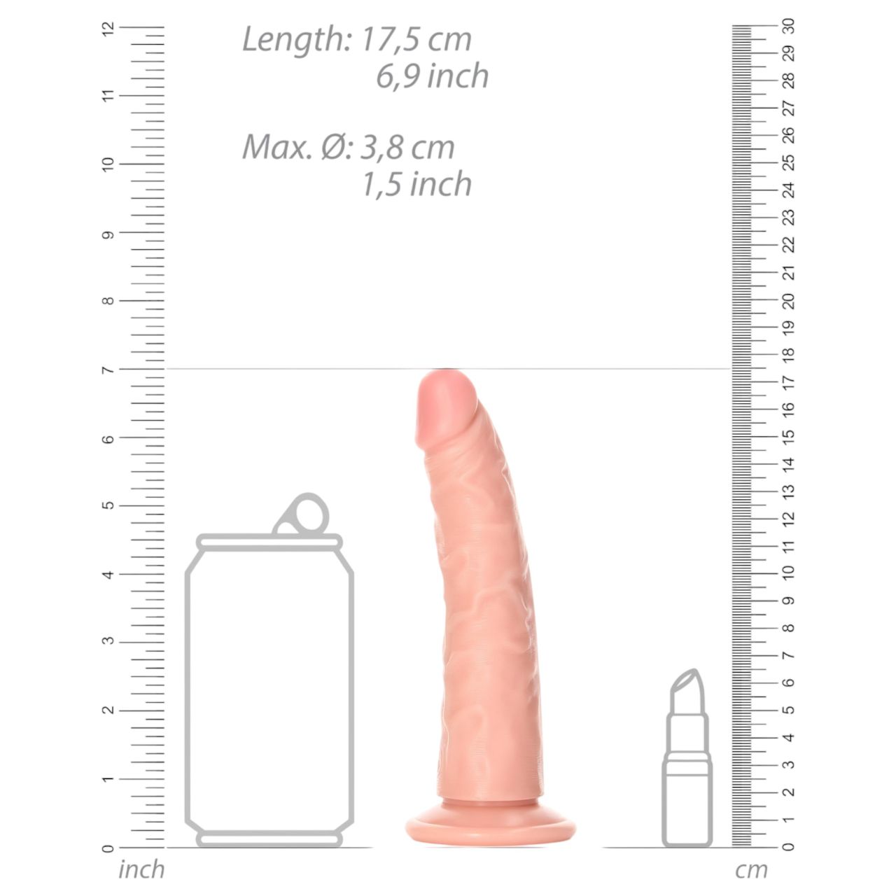 RealRock Slim - realisztikus dildó - 15,5 cm (testszínű)