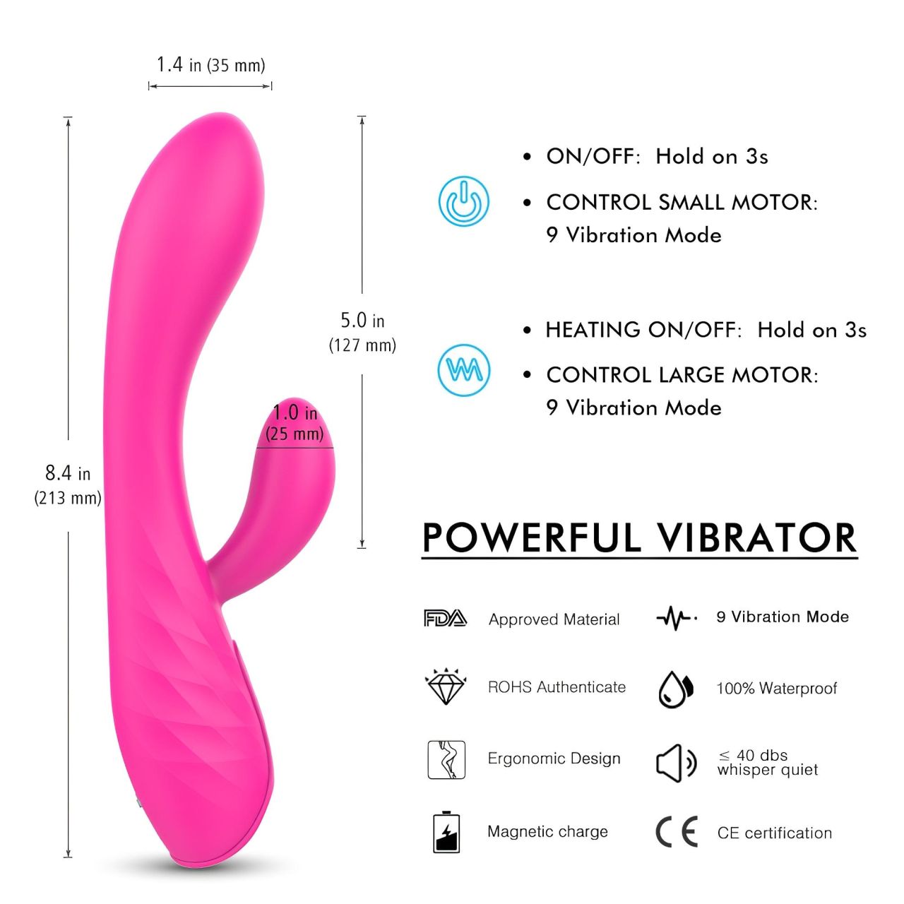 Sex HD Muses - akkus, vízálló melegítő vibrátor (pink)